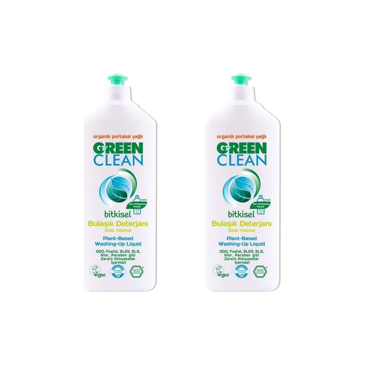 Green Clean Bitkisel Bulaşık Deterjanı 730 ml Organik Portakal Yağlı x2 Adet