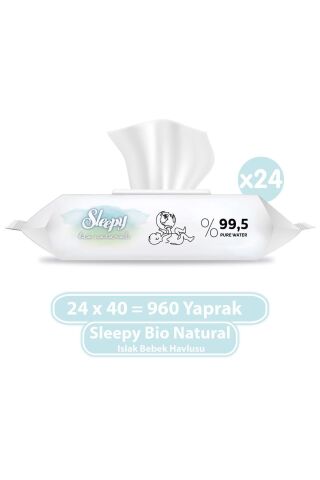 Sleepy Islak Mendil Bio Natural Yenidoğan 40x24 Adet
