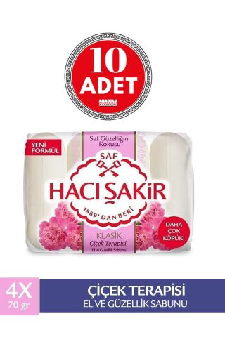 Hacı Şakir Klasik Çiçek Terapisi Sabun 4 X 70 Gr Banyo Sabunu 10 Adet