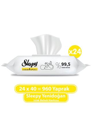 Sleepy Yenidoğan Islak Bebek Havlusu 24 x 40 Lı 960 Yaprak
