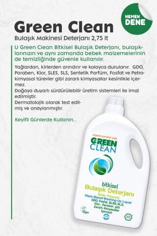 U Green Clean Bitkisel Bulaşık Deterjanı 2,75 LT