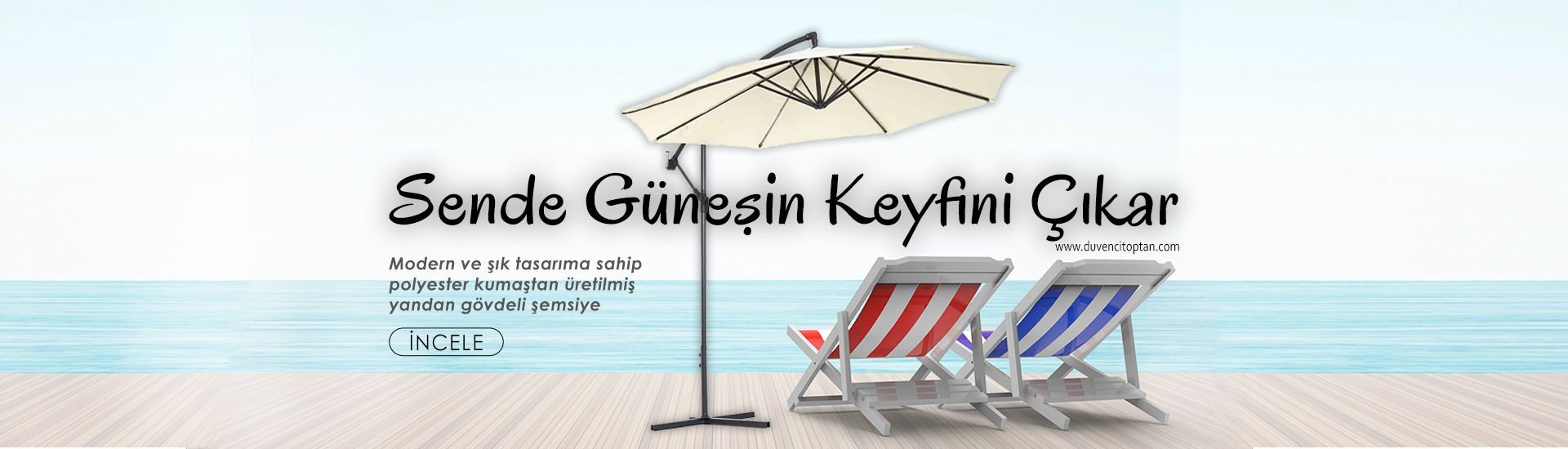 Polyester Kumaş Krem Renkli Şemsiye